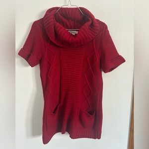 Dress Barn Vibrant Red Cowl Neck Short Sleeve Sweater